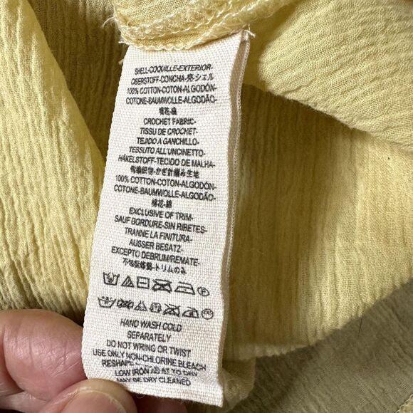 Free People The Island Crochet Lace High Neck Blouse Top Natural XS bv - Picture 11 of 11